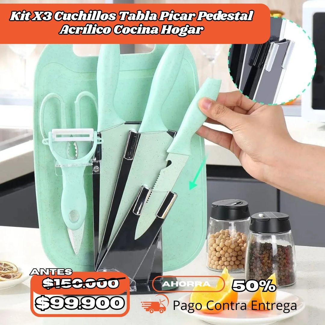 SET DE CUCHILLOS CON PEDESTAL