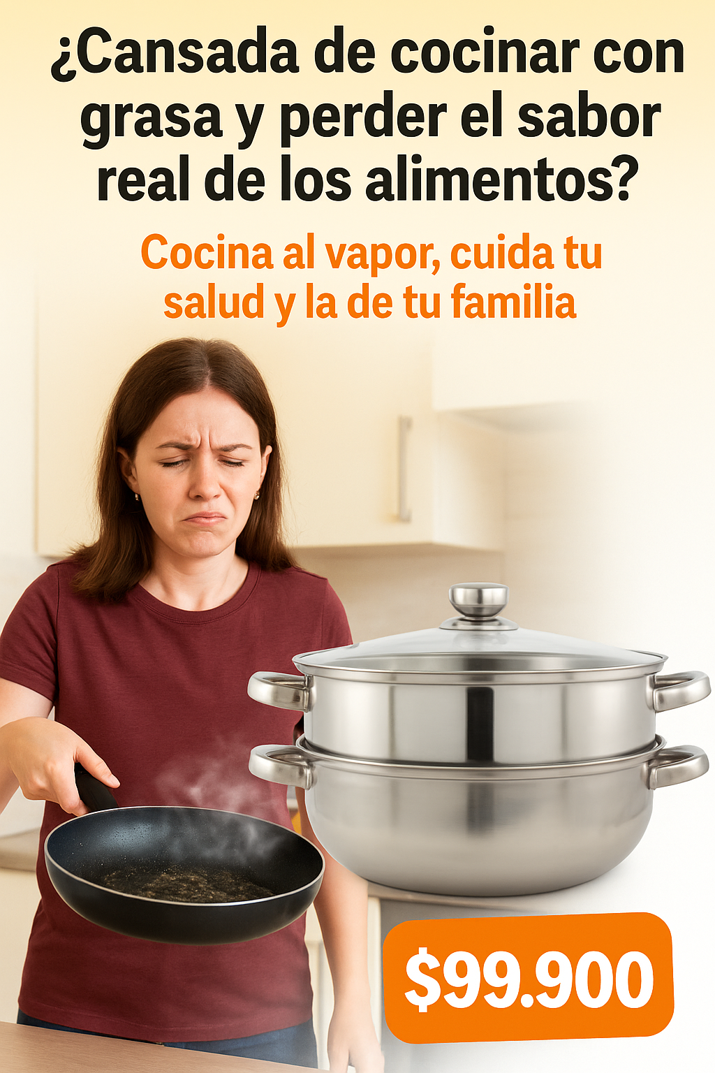 VaporChef™ – Olla Vaporera de Acero Inoxidable 2 Niveles