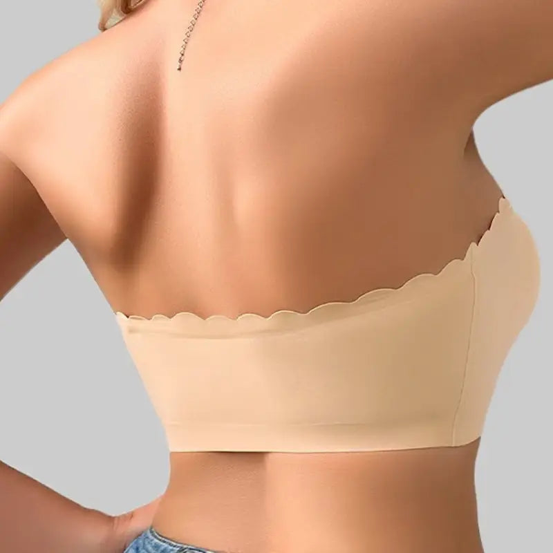 Sujetador bandeau sin tirantes y sin costuras con cierre frontal