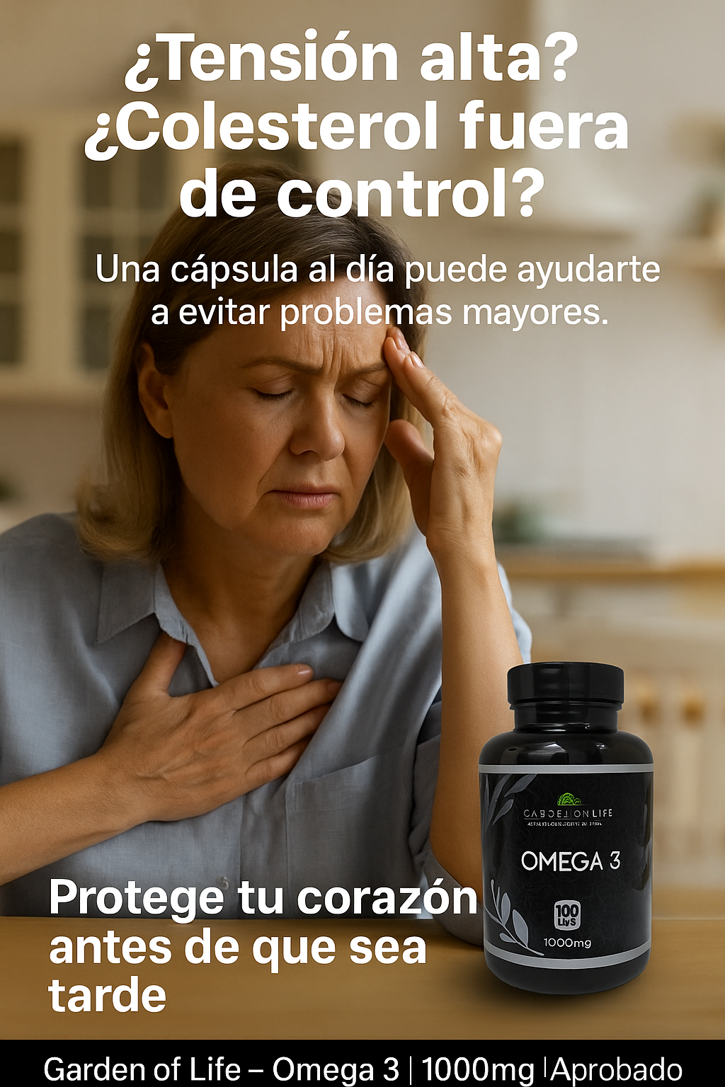 Omega 3 Garden of Life – Cápsulas de 1000mg para Corazón, Mente y Articulaciones Saludables