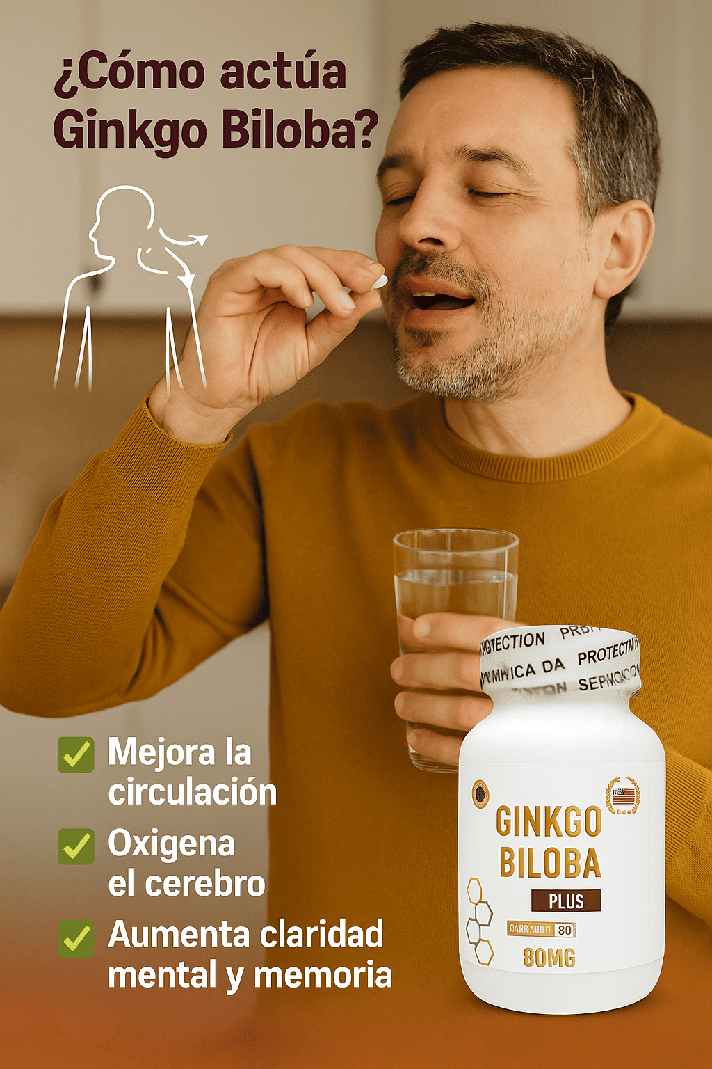 Ginkgo Biloba PLUS Vital™ Memoria, circulación y energía en una sola cápsula.