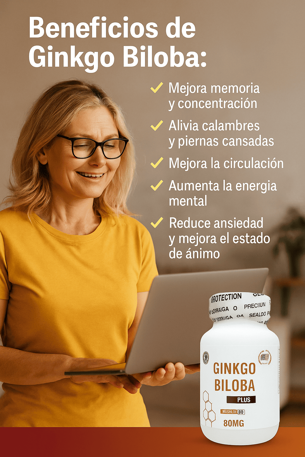 Ginkgo Biloba PLUS Vital™ Memoria, circulación y energía en una sola cápsula.