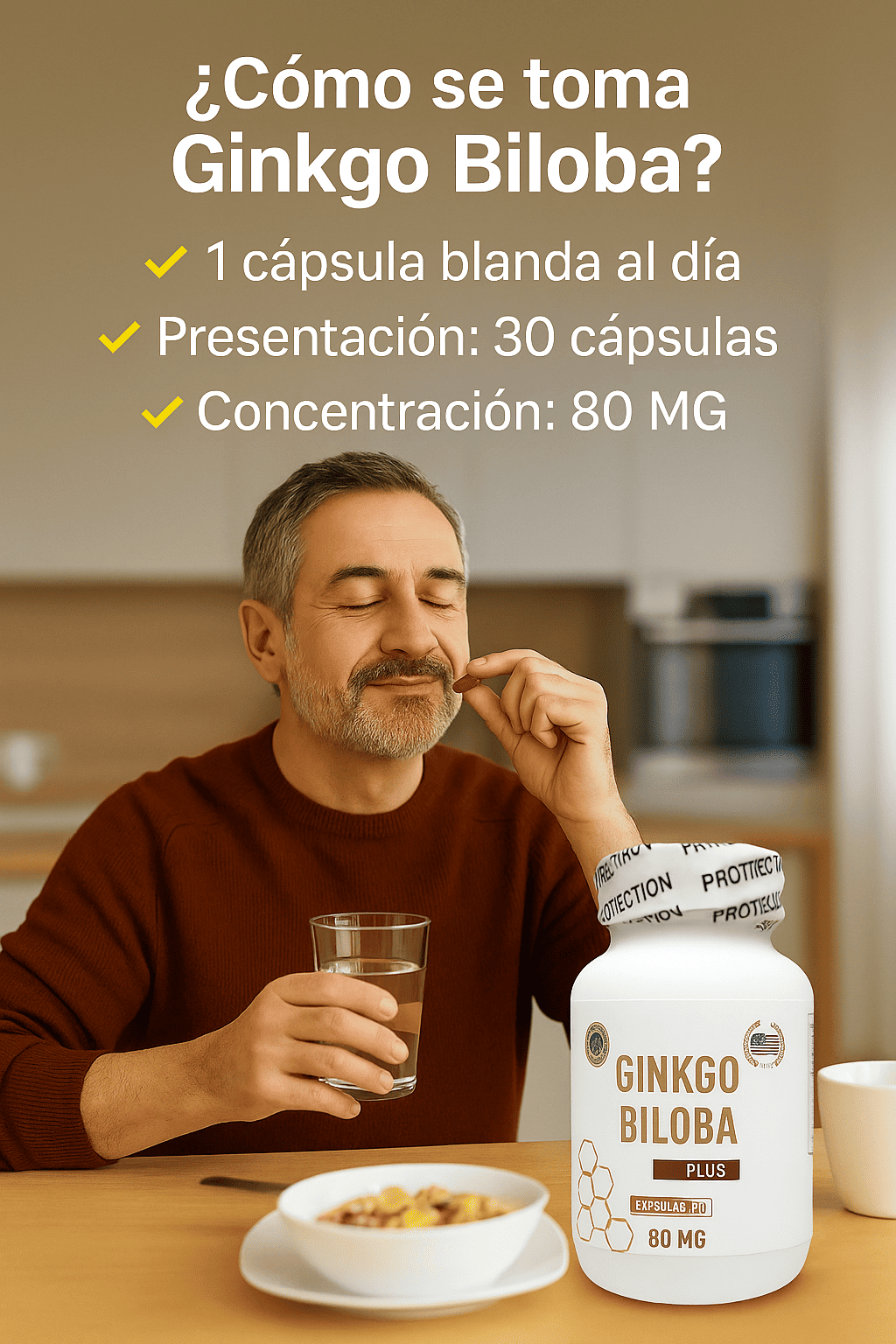 Ginkgo Biloba PLUS Vital™ Memoria, circulación y energía en una sola cápsula.