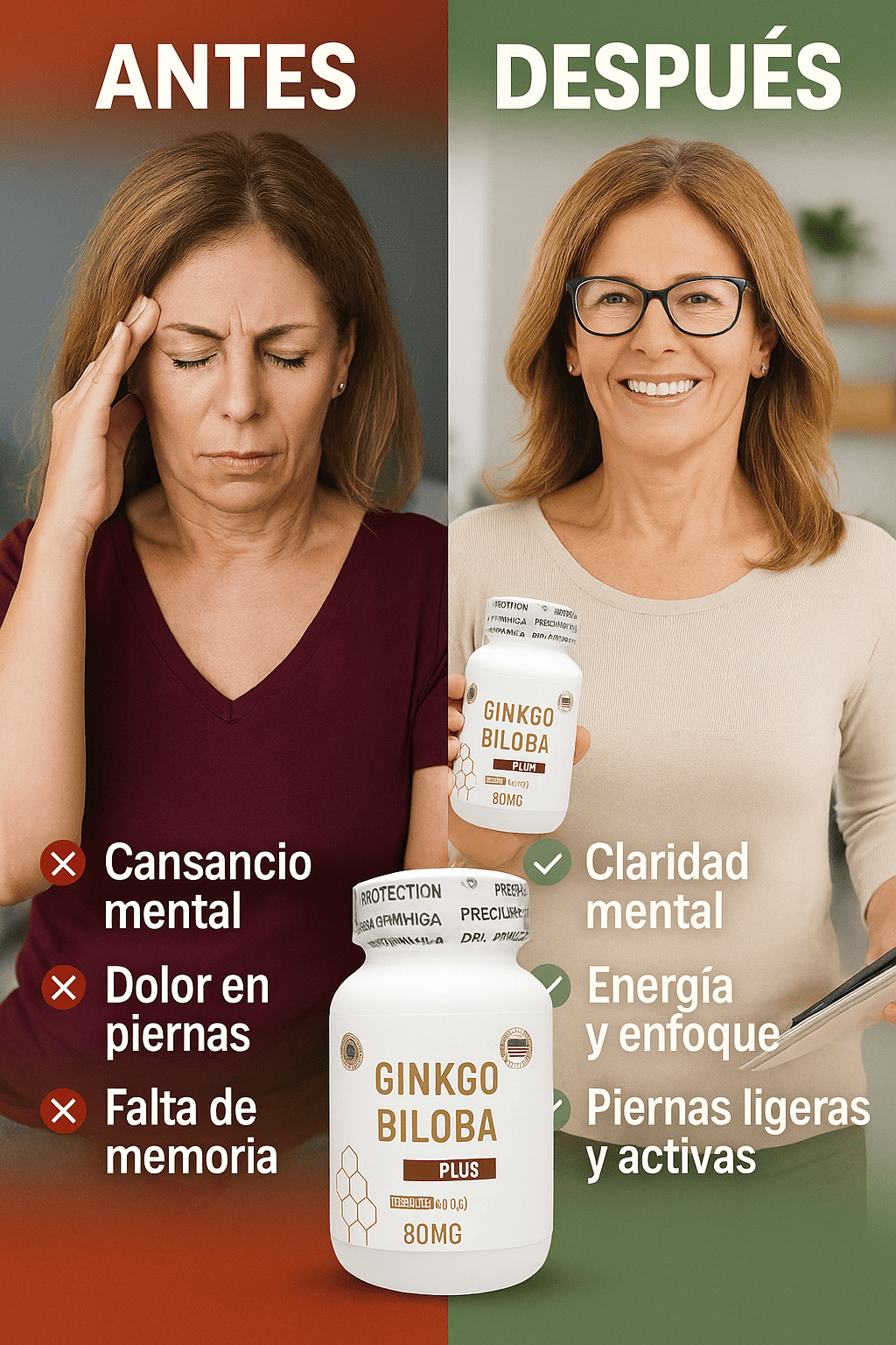 Ginkgo Biloba PLUS Vital™ Memoria, circulación y energía en una sola cápsula.