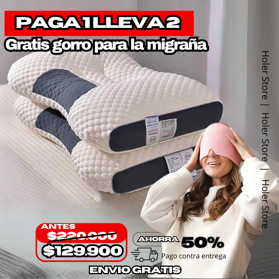 Almohada Ortopedica Cervical - Paga 1 Lleva 2 - Gratis Gorro Para La Migraña