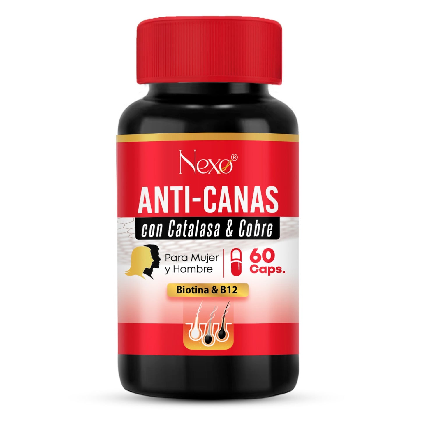 Nexo™ | Anticanas, Recupera el color original de tu cabello desde la raíz.
