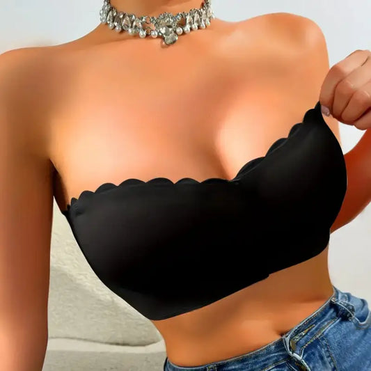 Sujetador bandeau sin tirantes y sin costuras con cierre frontal
